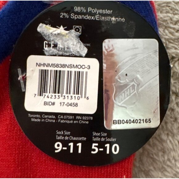 NHL Montreal Canadiens Ladies Ankle Socks 3-Pack Size 9-11 Polyester/Spandex - Picture 2 of 4